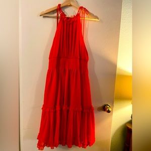 Orange knee length dress with stretchy middle - new with tags